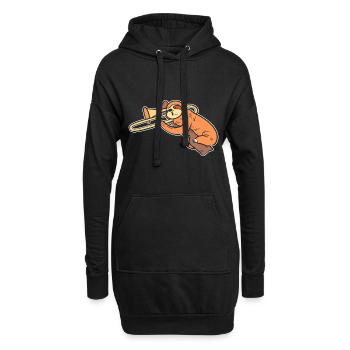 Faultier spielt Posaune Posaunespieler - Hoodie-Kleid - Schwarz - Vorne