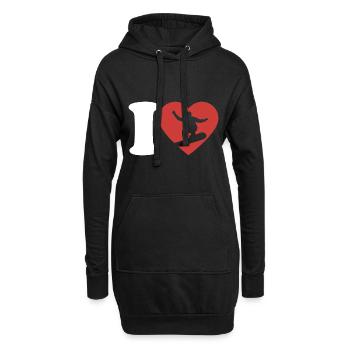 I Love Snowboard - Herz - Hobby - Hoodie-Kleid - Schwarz - Vorne