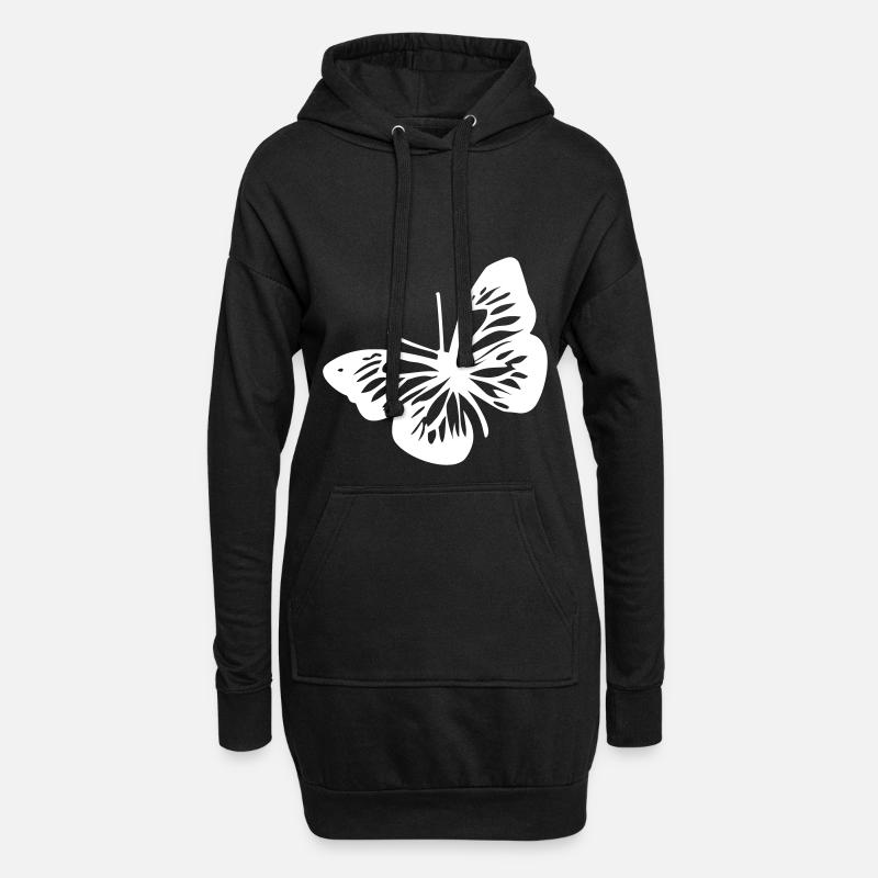 Schmetterling - Tier - Hoodie-Kleid - Schwarz
