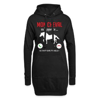 Mon cheval m'appelle faut quẹ j’y aille T-shirt - Sweat-shirt à capuche long Femme - noir - Devant