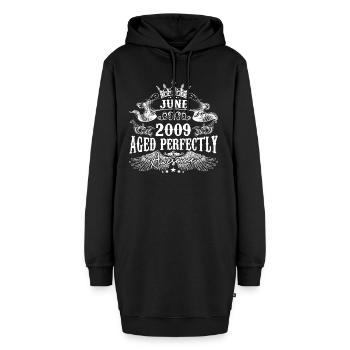 2009 | Juni 2009 Geburtstag Perfekt gealtert - Hoodie-Kleid - Schwarz - Vorne
