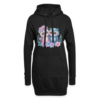 Eule Valentinstag Lustig T-Shirt Geschenkidee - Hoodie-Kleid - Schwarz - Vorne