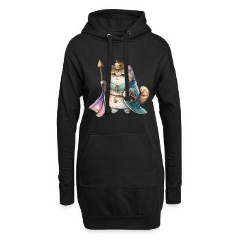 Chats Mère Miaou Roi Drôle Chat Dame T-Shirt - Sweat-shirt à capuche long Femme - noir - Devant