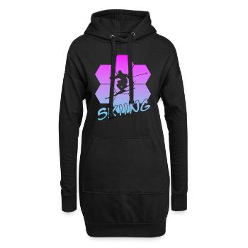 Skiing - Hoodie-Kleid - Schwarz - Vorne