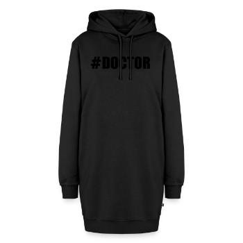 #Doctor - Hoodie-Kleid - Schwarz - Vorne - AI Model Female 172 light (172cm)