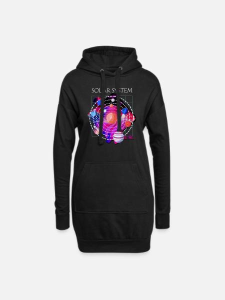 Sonnensystem Planeten Galaxie - Hoodie-Kleid - Schwarz