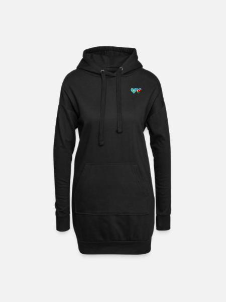 Kasachstan Aserbaidschan Flagge Herz - Hoodie-Kleid - Schwarz