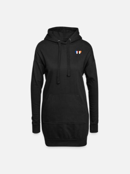 France Irlande Flag Coeur - Sweat-shirt à capuche long Femme - noir