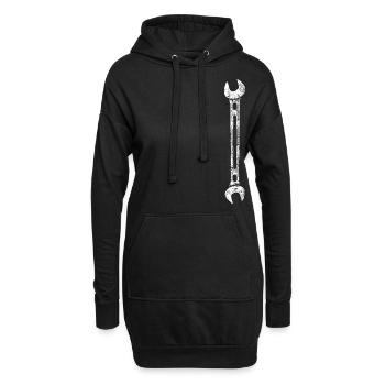 Schraubenschlüssel / Weiss - Hoodie-Kleid - Schwarz - Vorne