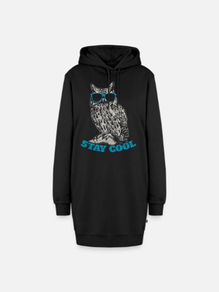 Eule - Hoodie-Kleid - Schwarz