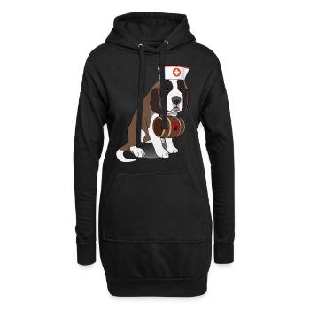 Lustiger Hund Bernhardiner mit Fass - Hoodie-Kleid - Schwarz - Vorne