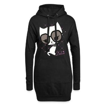 Pussy Deluxe Chat Blanc Fashion - Sweat-shirt à capuche long Femme - noir - Devant