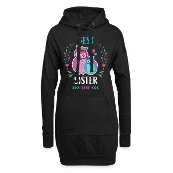 Best Sister Ever Beste Schwester Niedliche Eulen - Hoodie-Kleid - Schwarz - Vorne