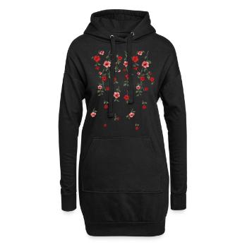 rosen,ranken,blumen, illustration,rot, floral - Hoodie-Kleid - Schwarz - Vorne