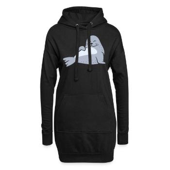 Seehund - entspannt und freundlich die Sonne genie - Hoodie-Kleid - Schwarz - Vorne
