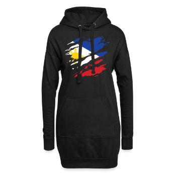 Philippinen - Nationalfahne, Kratzer, Risse - Hoodie-Kleid - Schwarz - Vorne
