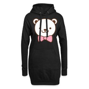 Niedlicher Teddybär Teddy Bär - Hoodie-Kleid - Schwarz - Vorne