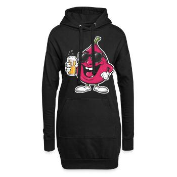 Feige Bier - Hoodie-Kleid - Schwarz - Vorne