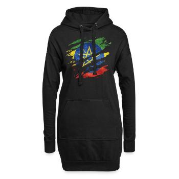 Ethiopie - Drapeau national, rayures, fissures - Sweat-shirt à capuche long Femme - noir - Devant