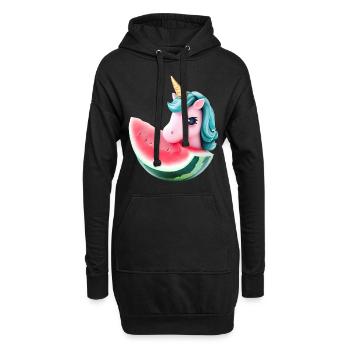 Wassermelonen Einhorn - Hoodie-Kleid - Schwarz - Vorne