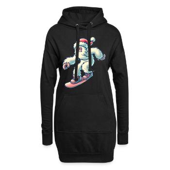 Snowboarden Yeti in Santa Hat - Hoodie-Kleid - Schwarz - Vorne