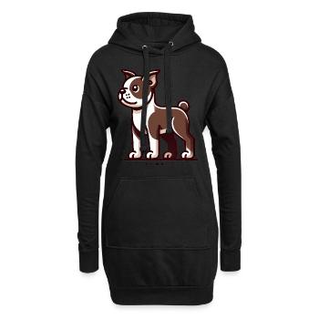 Dessin animé Boston Terrier Graphique - Sweat-shirt à capuche long Femme - noir - Devant