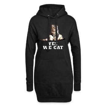 Katze – Yes We Cat - Hoodie-Kleid - Schwarz - Vorne