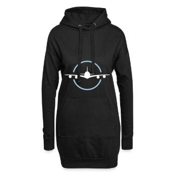 ★ Les couleurs de conception peuvent être modifiées ★ Avion de face, cercle - Sweat-shirt à capuche long Femme - noir - Devant