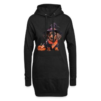 Sorcière teckel avec chapeau de sorcière Halloween Teckel - Sweat-shirt à capuche long Femme - noir - Devant