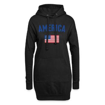 Amerika Flagge - Hoodie-Kleid - Schwarz - Vorne