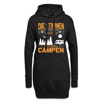 Ich soll Campen - Hoodie-Kleid - Schwarz - Vorne