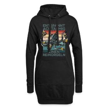 Entspannt Achtarmig Einen Reinorgeln Oktopus Meer - Hoodie-Kleid - Schwarz - Vorne