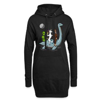 Alien Licorne Bigfoot Monté Monstre du Loch Ness - Sweat-shirt à capuche long Femme - noir - Devant