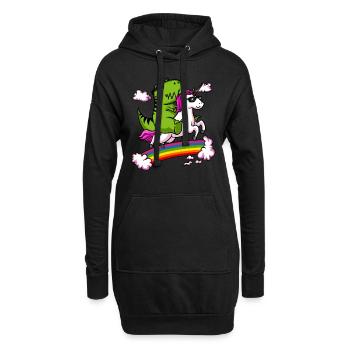 T-Rex Dinosaure Equitation Unicorn Magical Rainbow - Sweat-shirt à capuche long Femme - noir - Devant