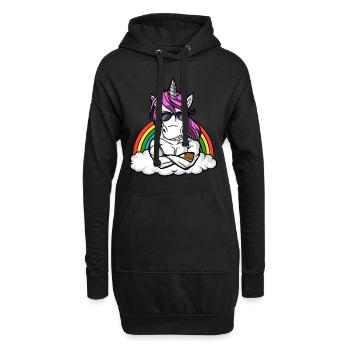 Magische Einhorn Fitness Gym Workout Regenbogen - Hoodie-Kleid - Schwarz - Vorne