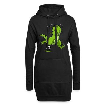 T-Rex Dinosaurier Fußball - Hoodie-Kleid - Schwarz - Vorne