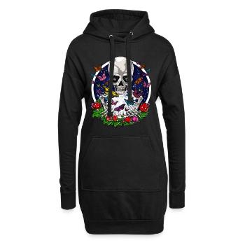 Squelette de papillons psychédéliques - Sweat-shirt à capuche long Femme - noir - Devant