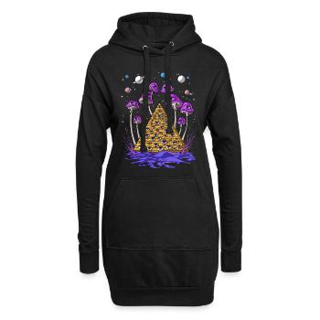 Psychedelische ägyptische Pyramiden-Psilocybin-Pilze - Hoodie-Kleid - Schwarz - Vorne