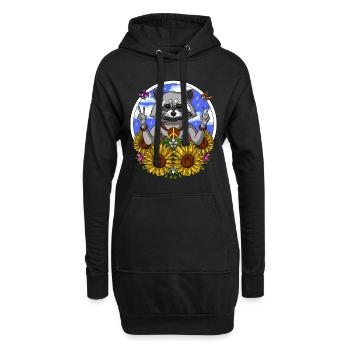Hippie raton laveur - Sweat-shirt à capuche long Femme - noir - Devant