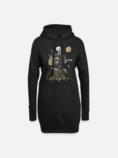 Skeleton Guitar Player - Hoodie Dress - black