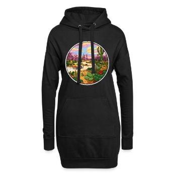 Hippie Cactus Desert Trip - Hoodie-Kleid - Schwarz - Vorne