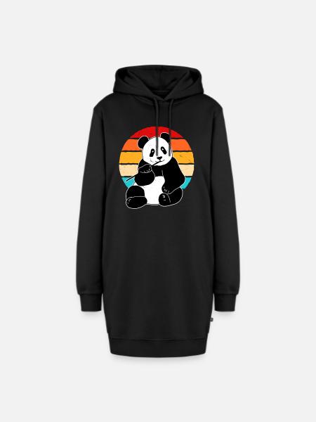 Panda - Hoodie-Kleid - Schwarz