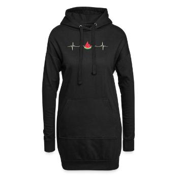 Pastèque rythme cardiaque - Sweat-shirt à capuche long Femme - noir - Devant