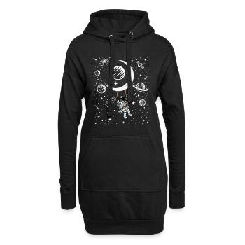 Astronauten Schaukel Geschenk - Hoodie-Kleid - Schwarz - Vorne
