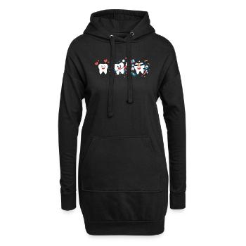 Zähne - Hoodie-Kleid - Schwarz - Vorne