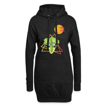 Chemise rétro laitue - Sweat-shirt à capuche long Femme - noir - Devant