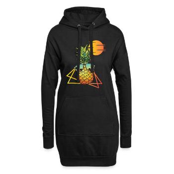 80s Retro Pineapple - Hoodie Dress - black - Front