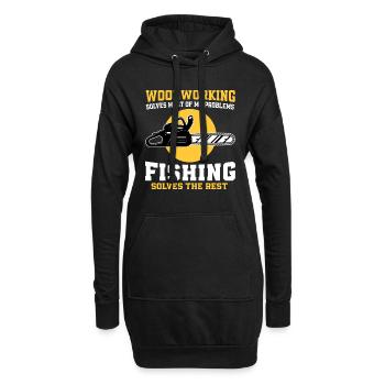 Travail du bois et pêche - Sweat-shirt à capuche long Femme - noir - Devant