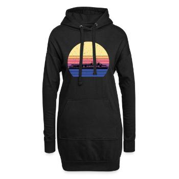 Fährschiff Retro Fähre - Hoodie-Kleid - Schwarz - Vorne