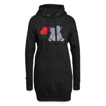Süsses Nilpferd - Hoodie-Kleid - Schwarz - Vorne